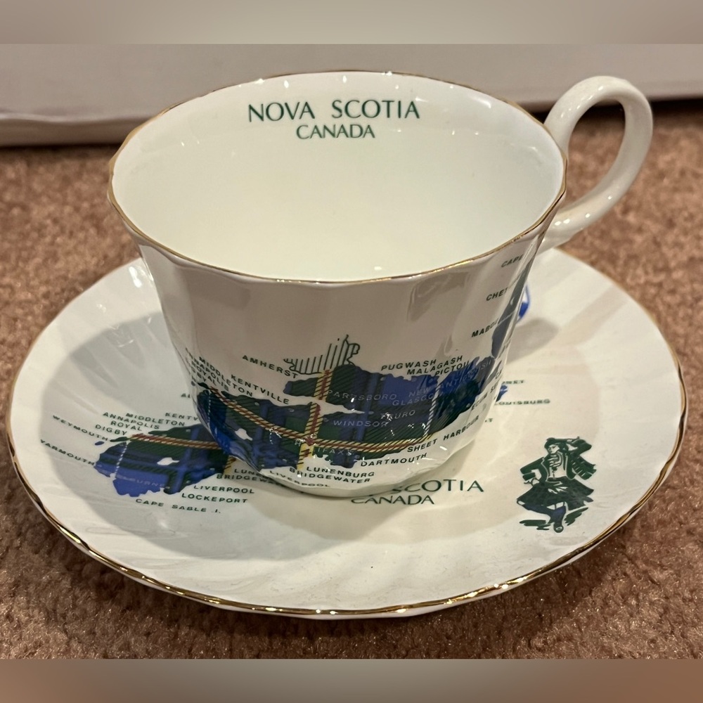 New! Crown Warwick Porcelain Nova Scotia Tartan Cup and Saucer made in England
